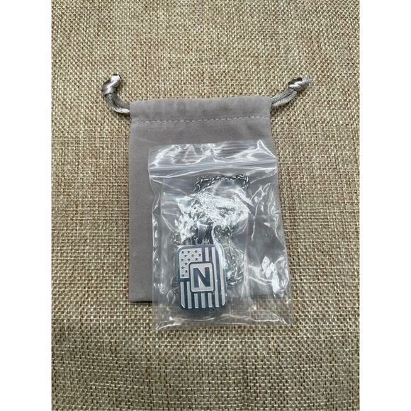 Initial Mens DogTag Necklace Patriotic Initial is N  Unisex Silver Tone - Picture 5 of 6
